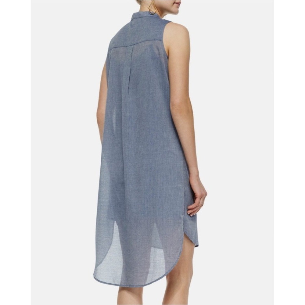 Eileen Fisher Chambray Blue Sleeveless Dress Small Organic‎ Cotton Lagenlook - Picture 2 of 7
